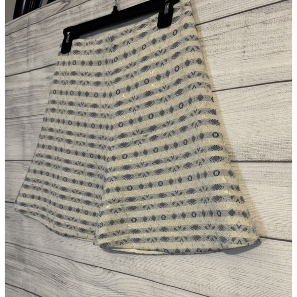 J.Crew Women's Winter‎ Skirt White Blue Snowflake Gold Shimmer Size 0 VGC - Picture 2 of 9